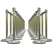 Stainless Finish Premium Stanchions w/Custom Color Belt - 50 pack