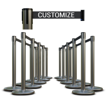 Satin Finish Stanchions w/Single Sided Custom Logo Belt - 20 pack