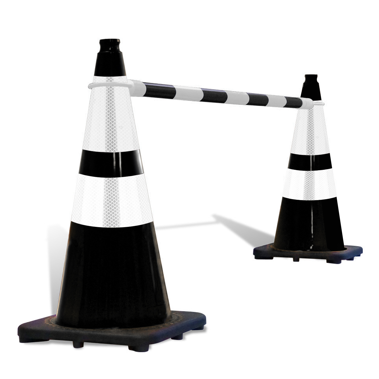 Retractable Cone Bar Black & White - 20 Pack